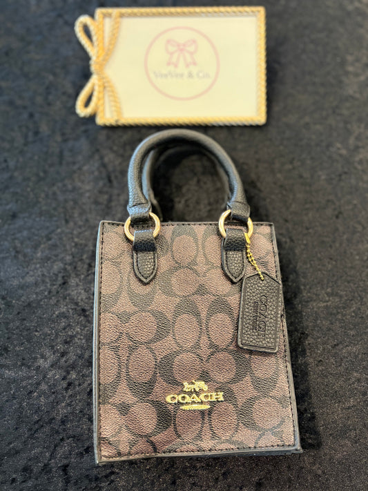 Espresso Icon Handbag – Classic Print & Gold Detail