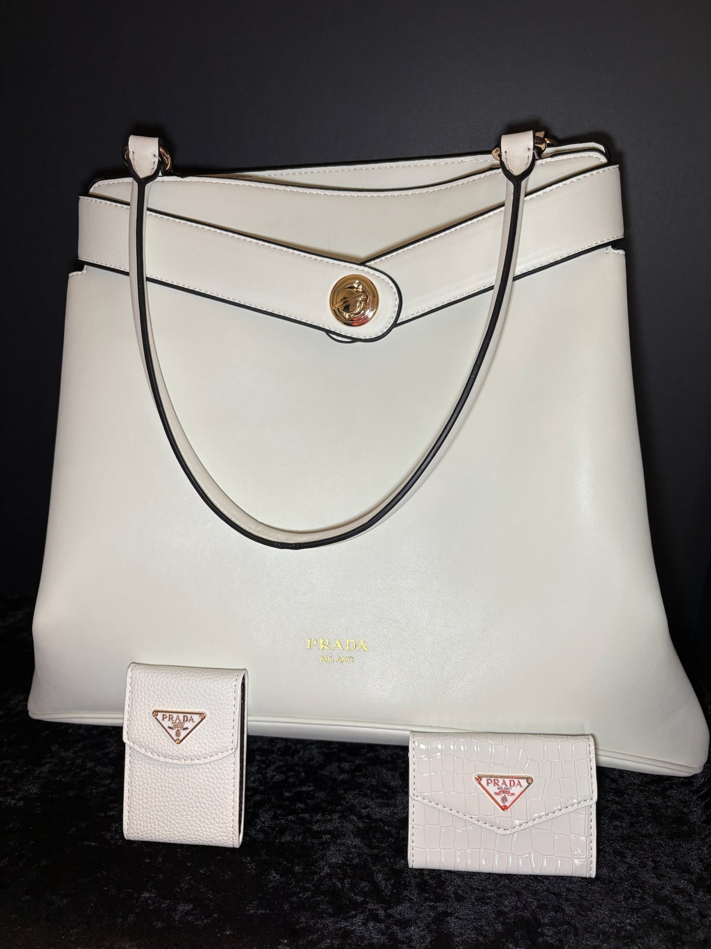 🤍✨ Cream Dream Shoulder Bag | Matching Card Holder Trio