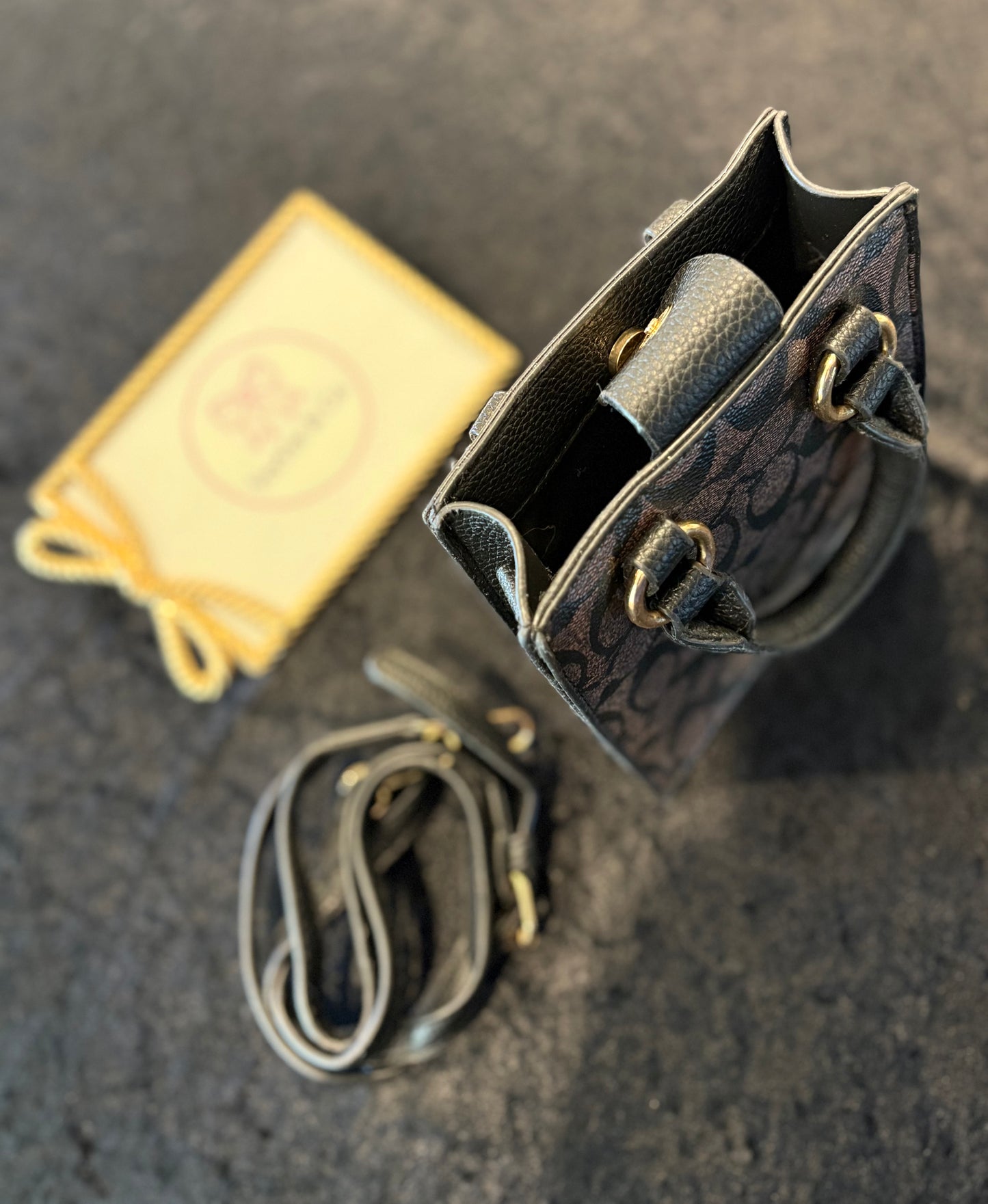 Espresso Icon Handbag – Classic Print & Gold Detail