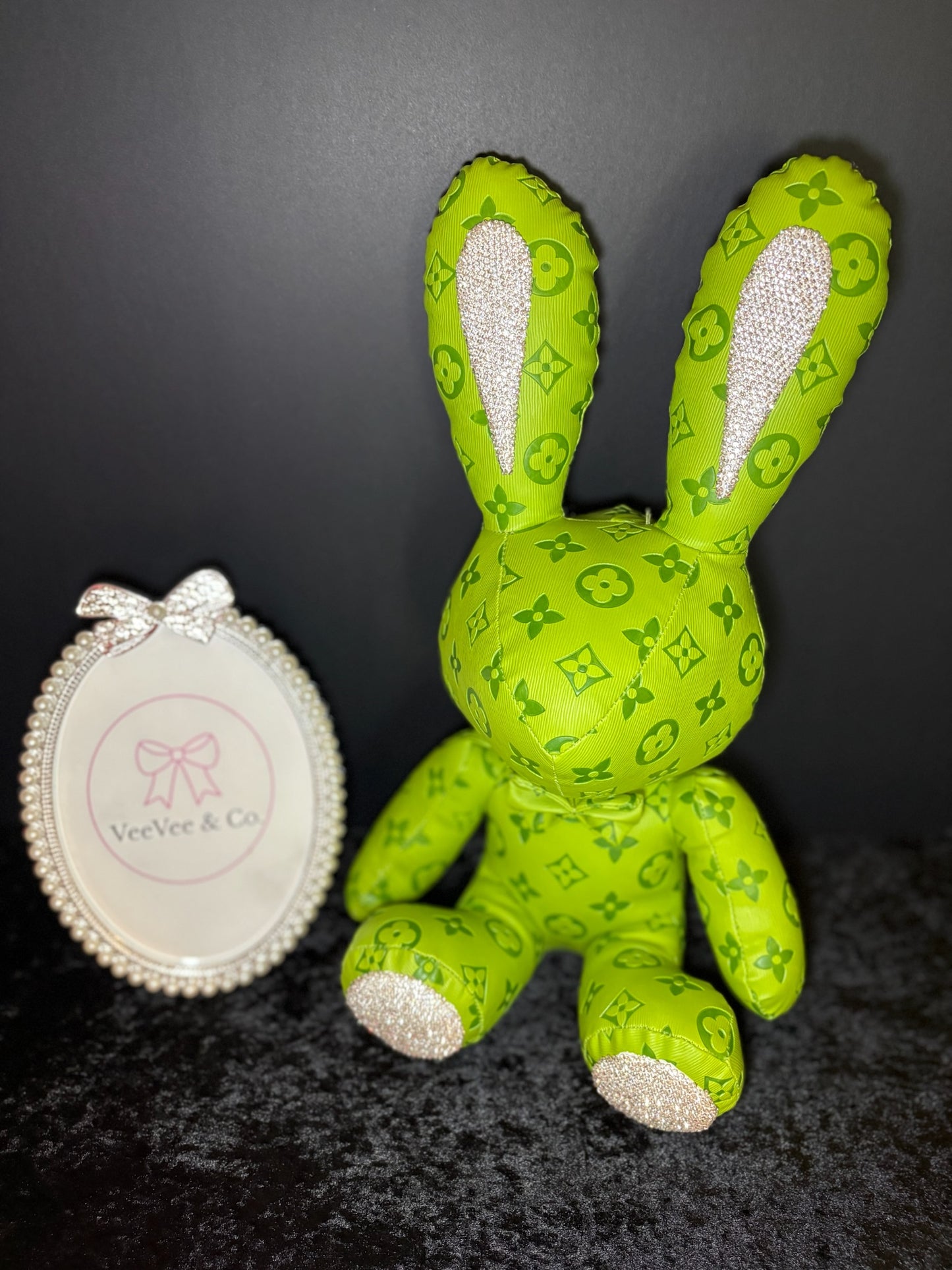 💚✨ Lime Luxe Bunny | Rhinestone Ears & Feet Plushy 🐰💎