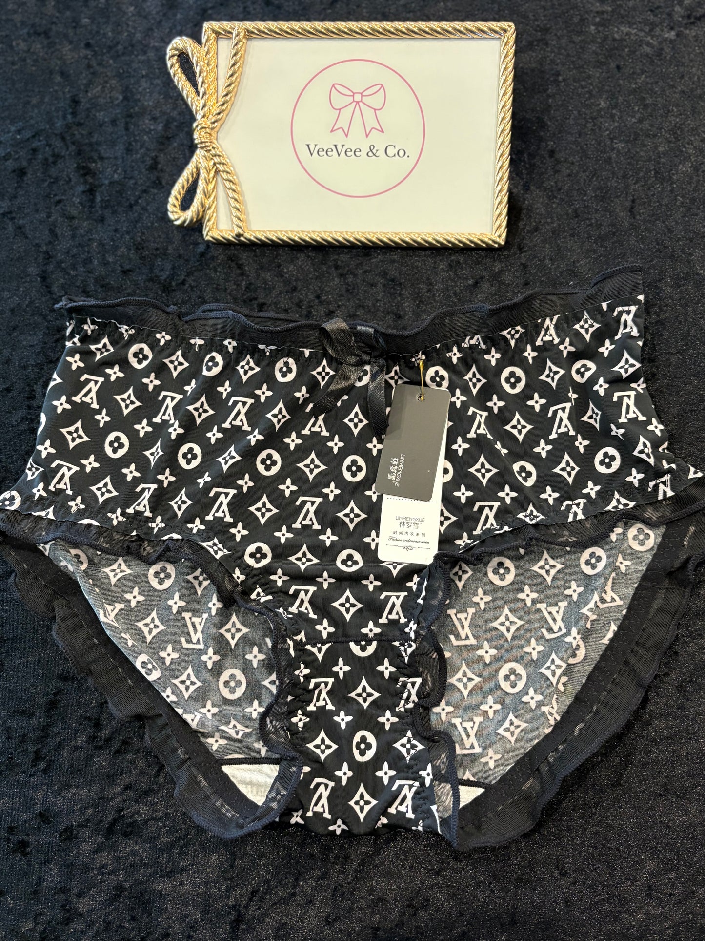 Luxe Monogram Comfort Briefs – Black & White Edition ~ SIZE L/XL