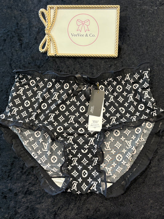 Luxe Monogram Comfort Briefs – Black & White Edition ~ SIZE L/XL