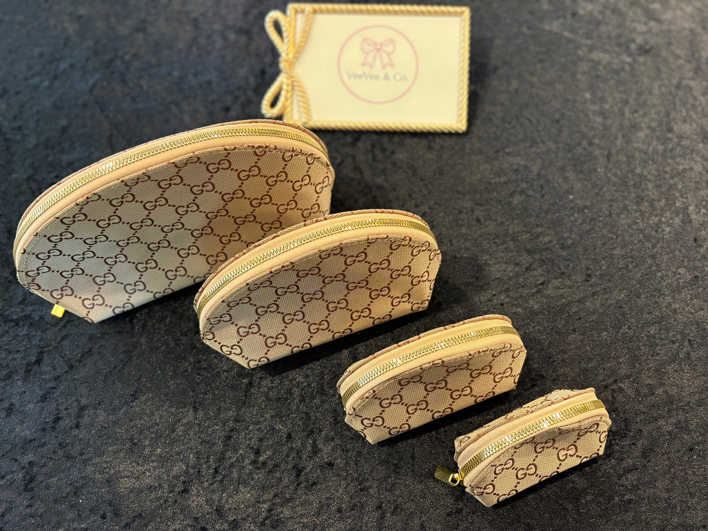 Soft Luxe Makeup Bag Set ~ 4-Piece Tan Edition