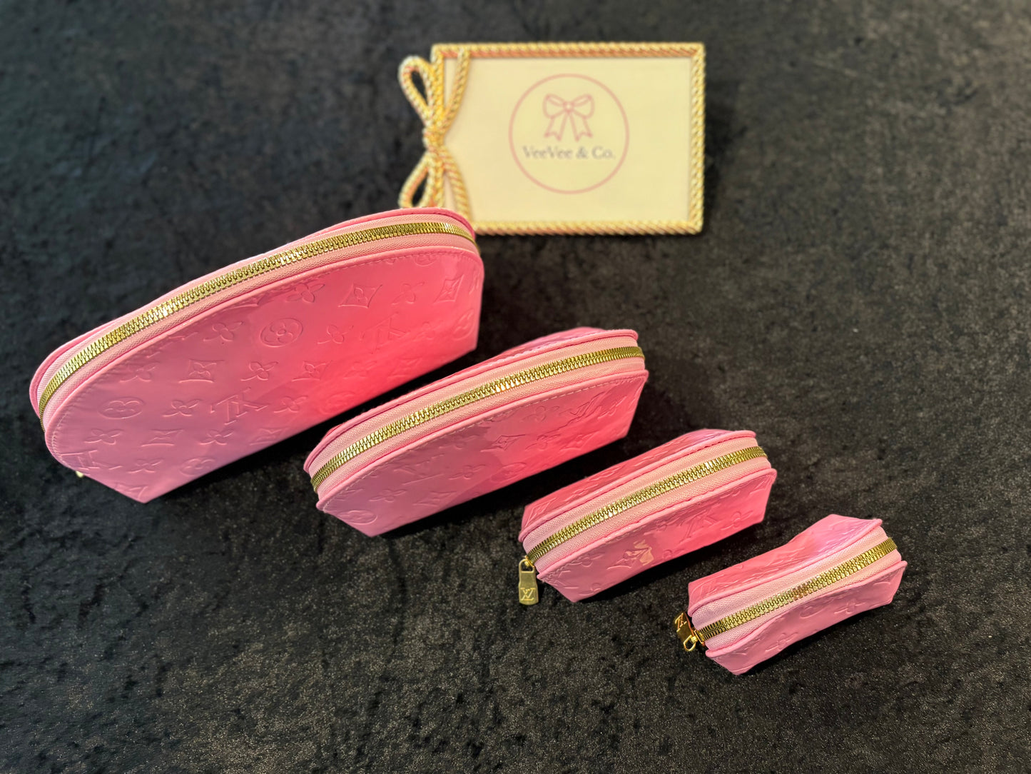 The Bold Pink Makeup Bag Set – 4-Piece Luxe Style