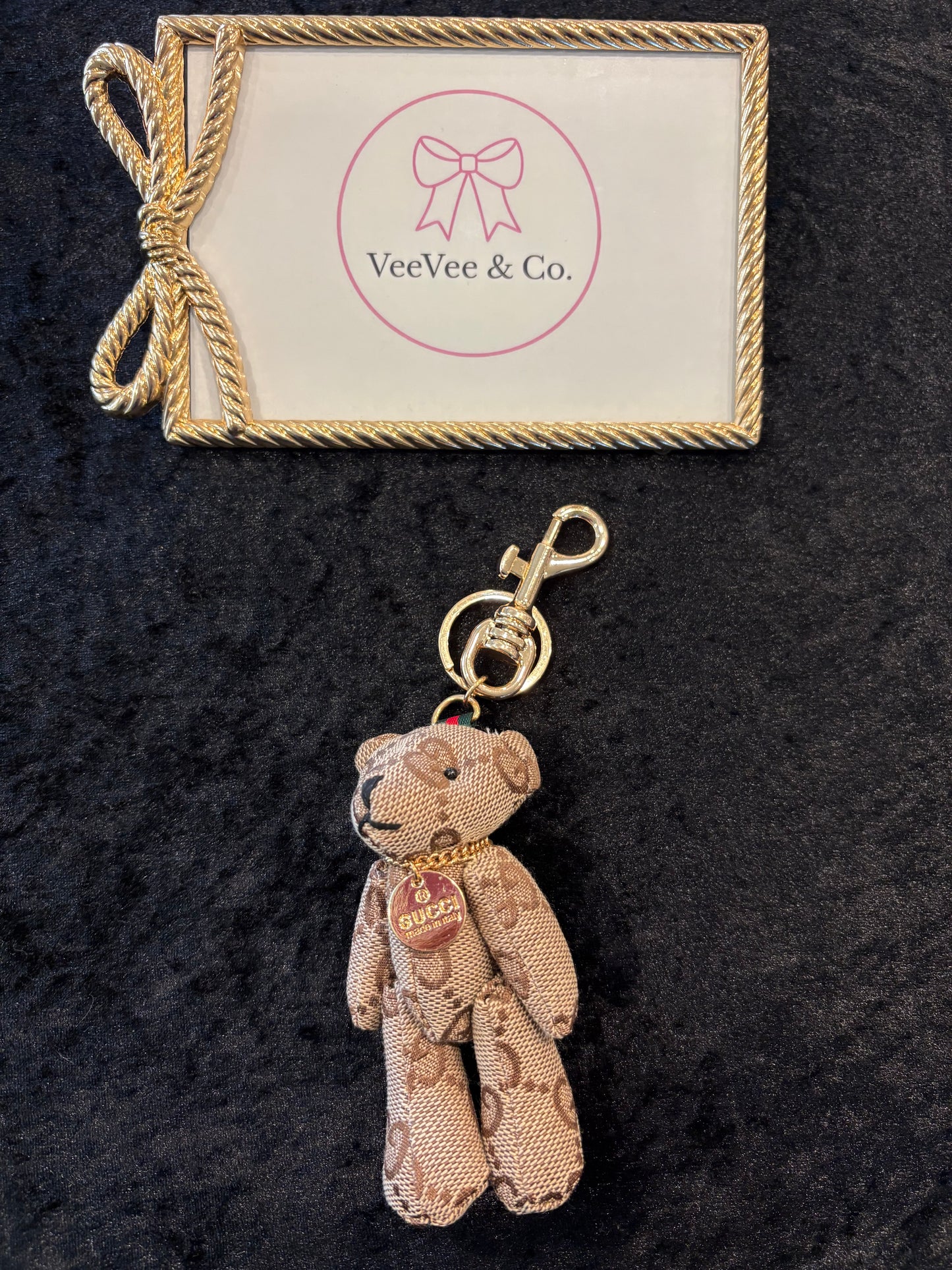 Luxe Bear Charm Keychain – Gold Accent Edition