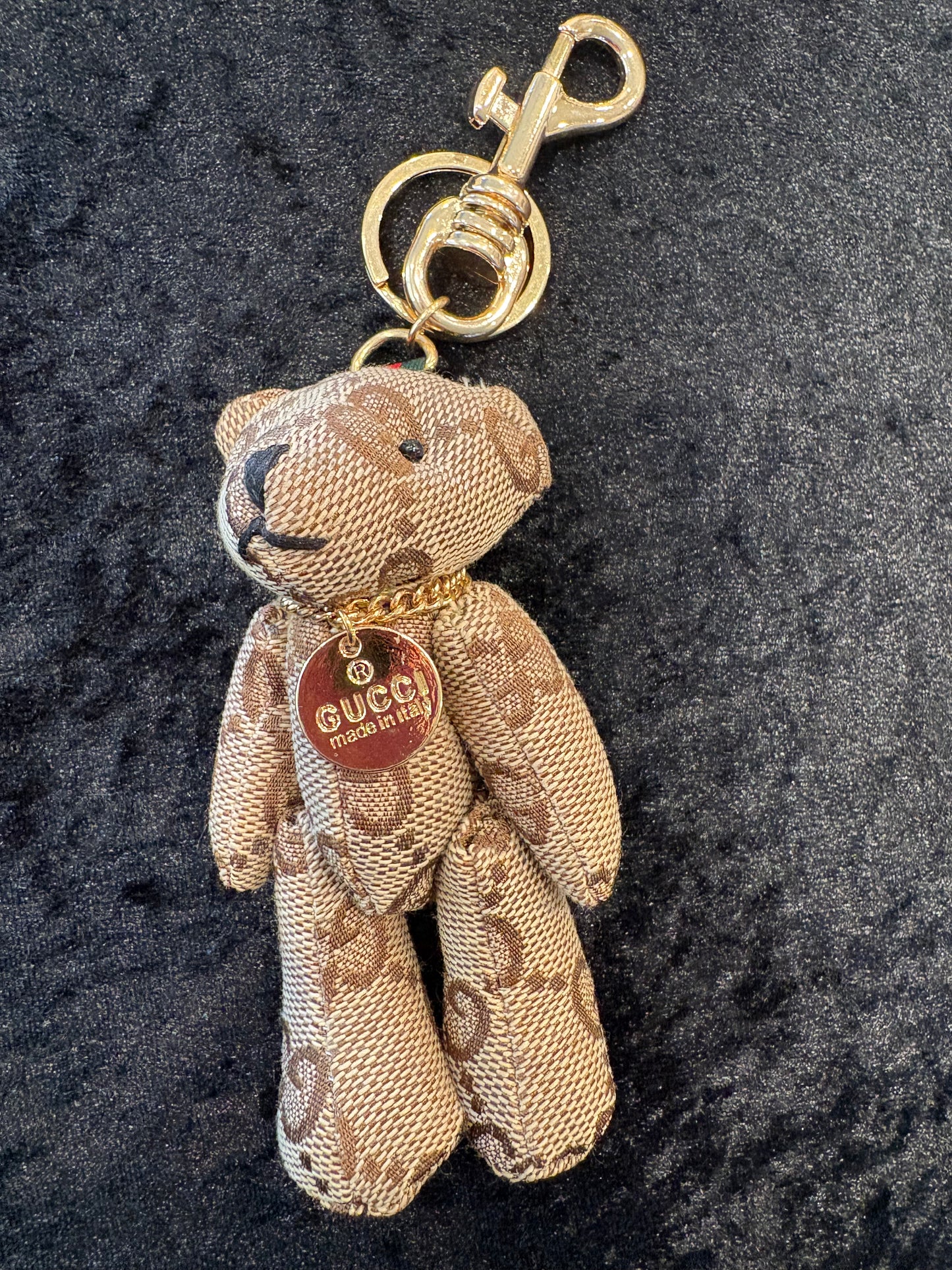Luxe Bear Charm Keychain – Gold Accent Edition