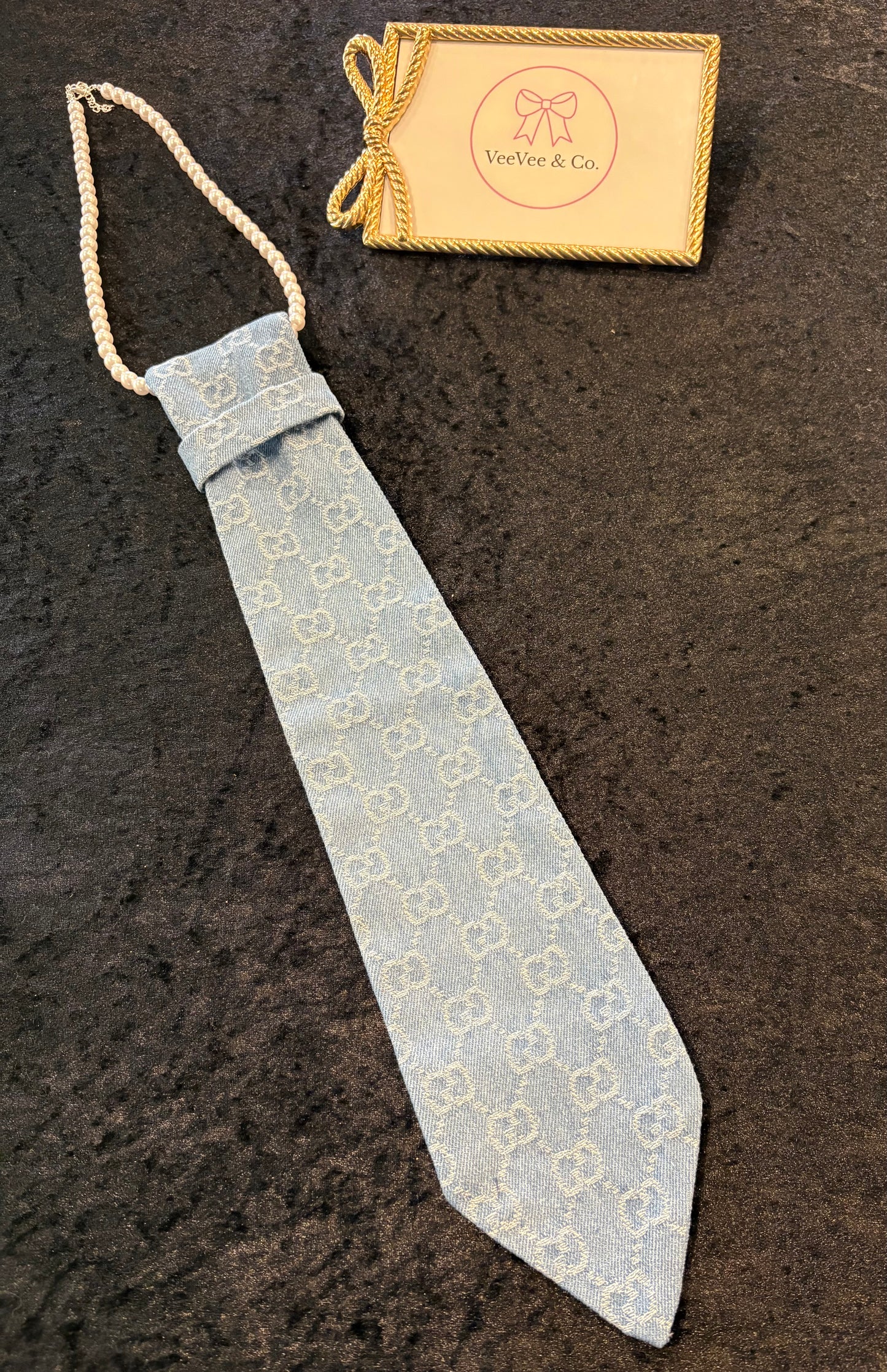 Statement Denim Tie – Luxe Embossed Design