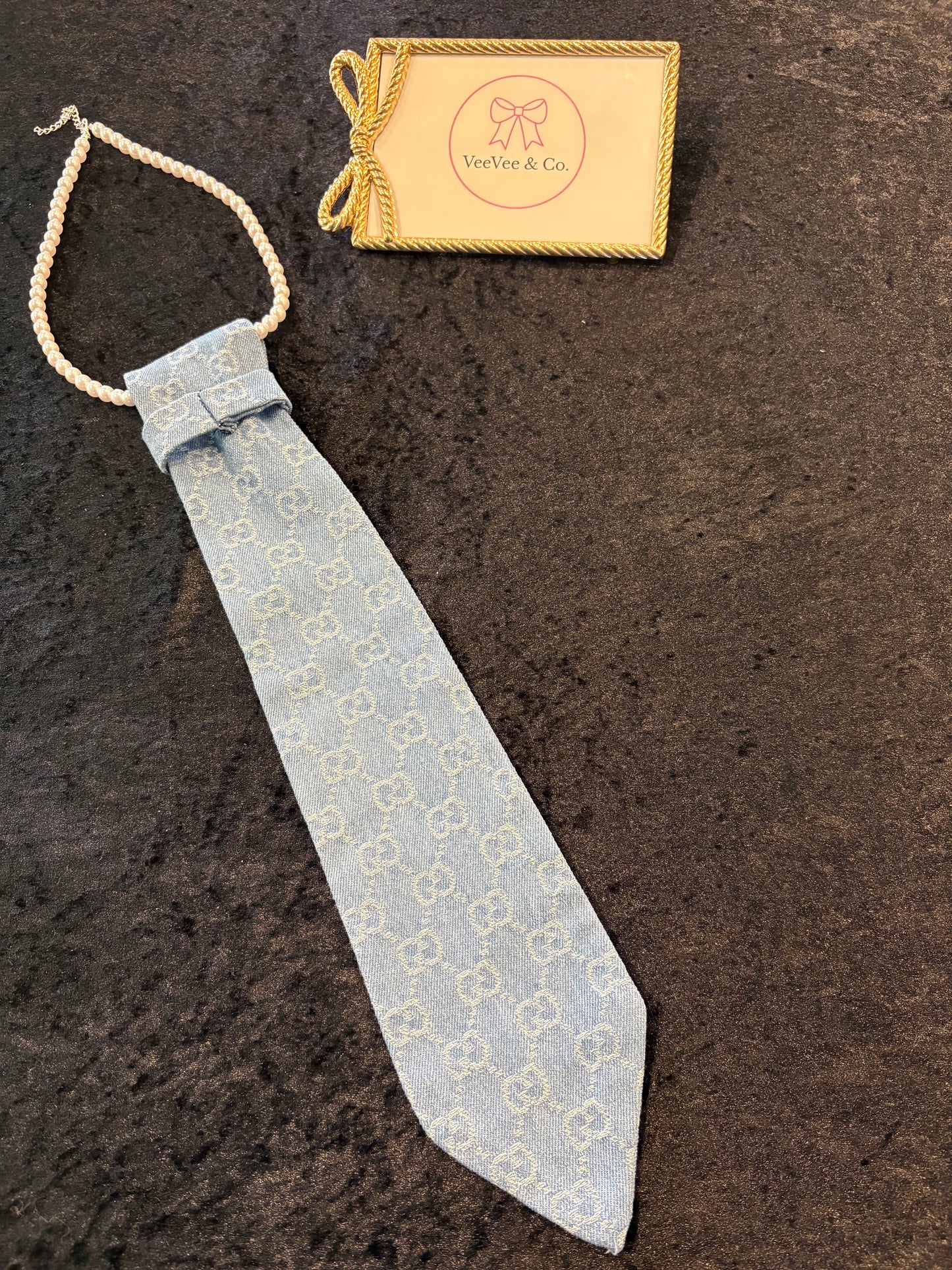 Statement Denim Tie – Luxe Embossed Design