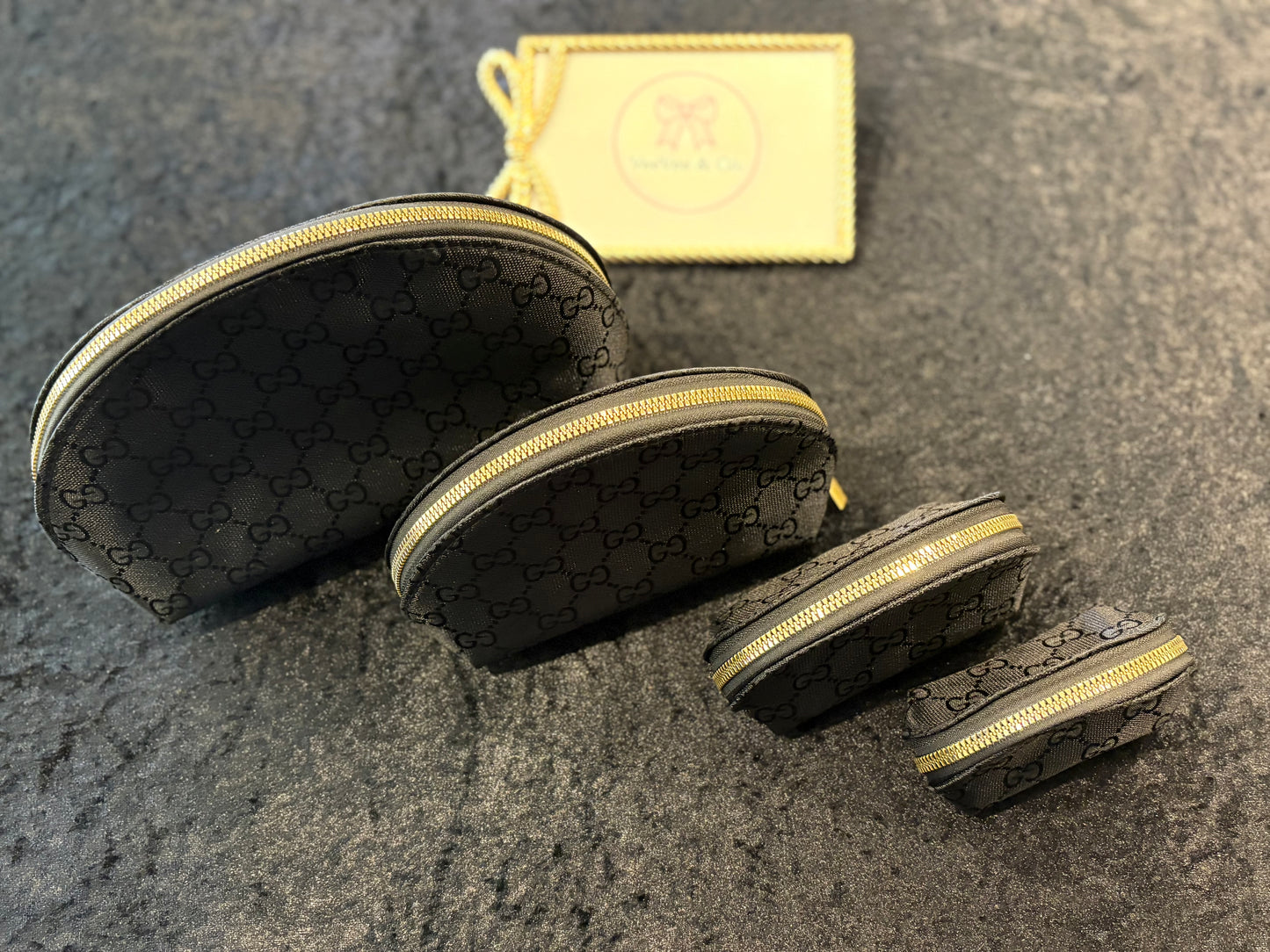 Everyday Chic Bag 4 pc. Set – All-Black Luxe with Gold Zippers