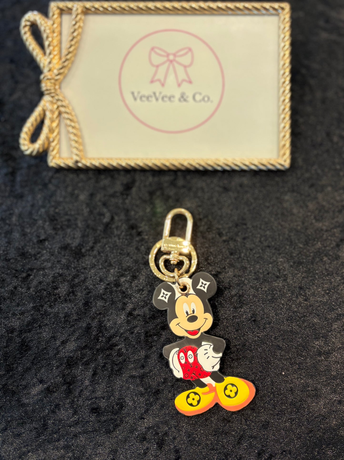 Playful Luxe Keychain – Mickey with Monogram Detail