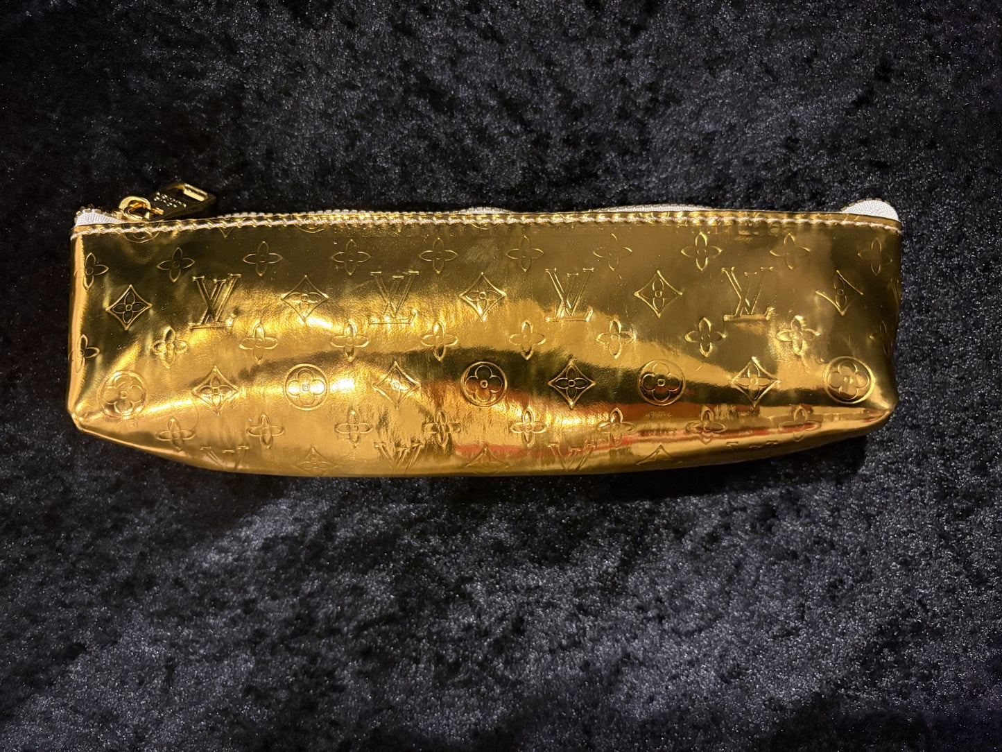 ✨💛 Golden Glam Pencil Pouch | Metallic Monogram Cutie