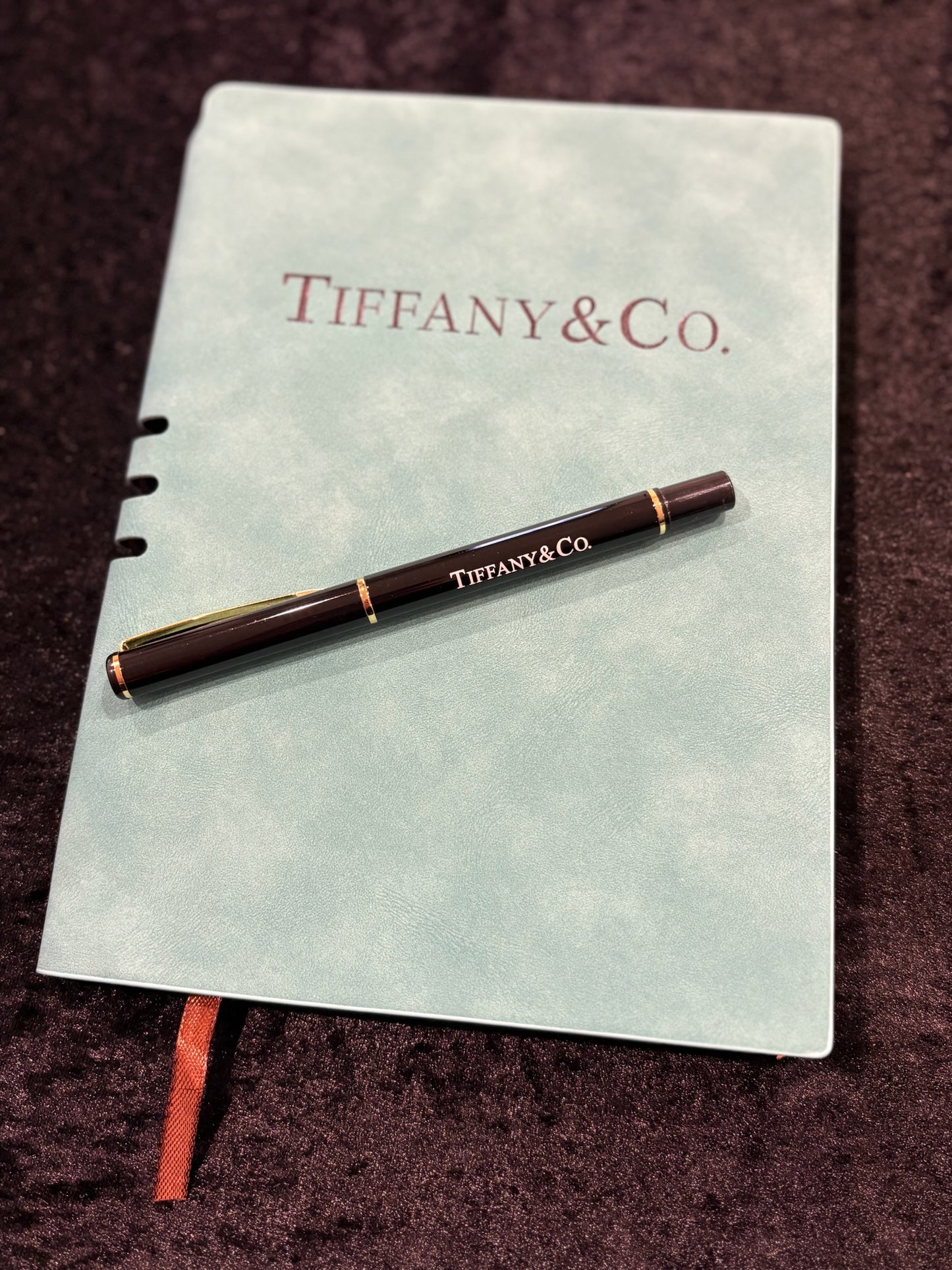 Elegant Teal Faux Suede Notebook & Pen – Luxe Desk Companion