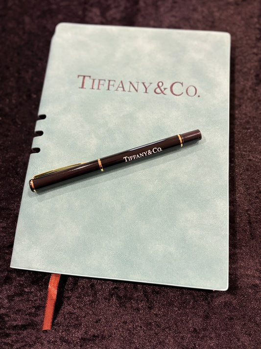 Elegant Teal Faux Suede Notebook & Pen – Luxe Desk Companion