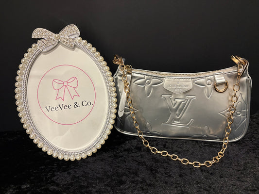 ✨🩶 Silver Siren Bag | Metallic Monogram Shoulder + Crossbody