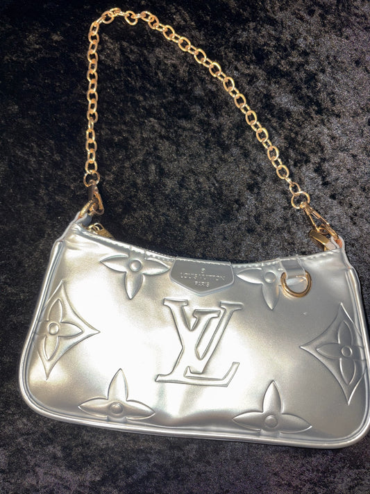 ✨🩶 Silver Siren Bag | Metallic Monogram Shoulder + Crossbody