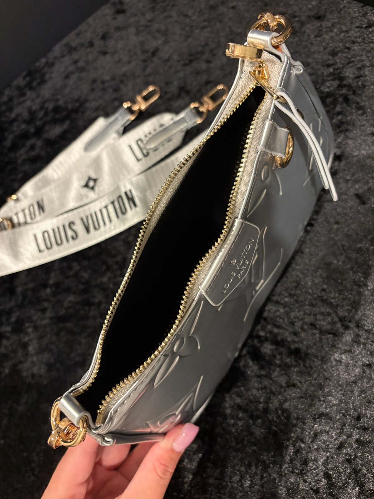 ✨🩶 Silver Siren Bag | Metallic Monogram Shoulder + Crossbody