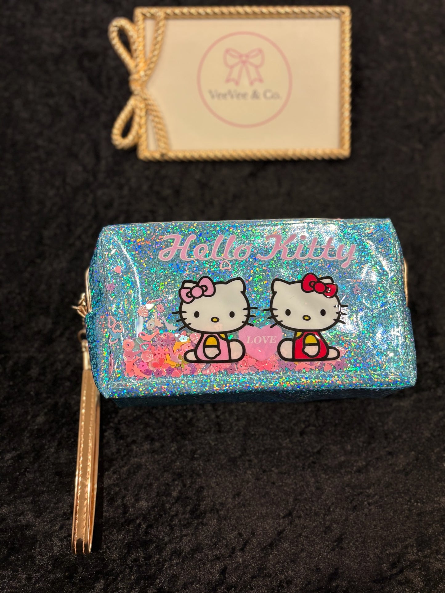 Glitter Shake Kitty Wristlet Pouch – Confetti Glam Edition