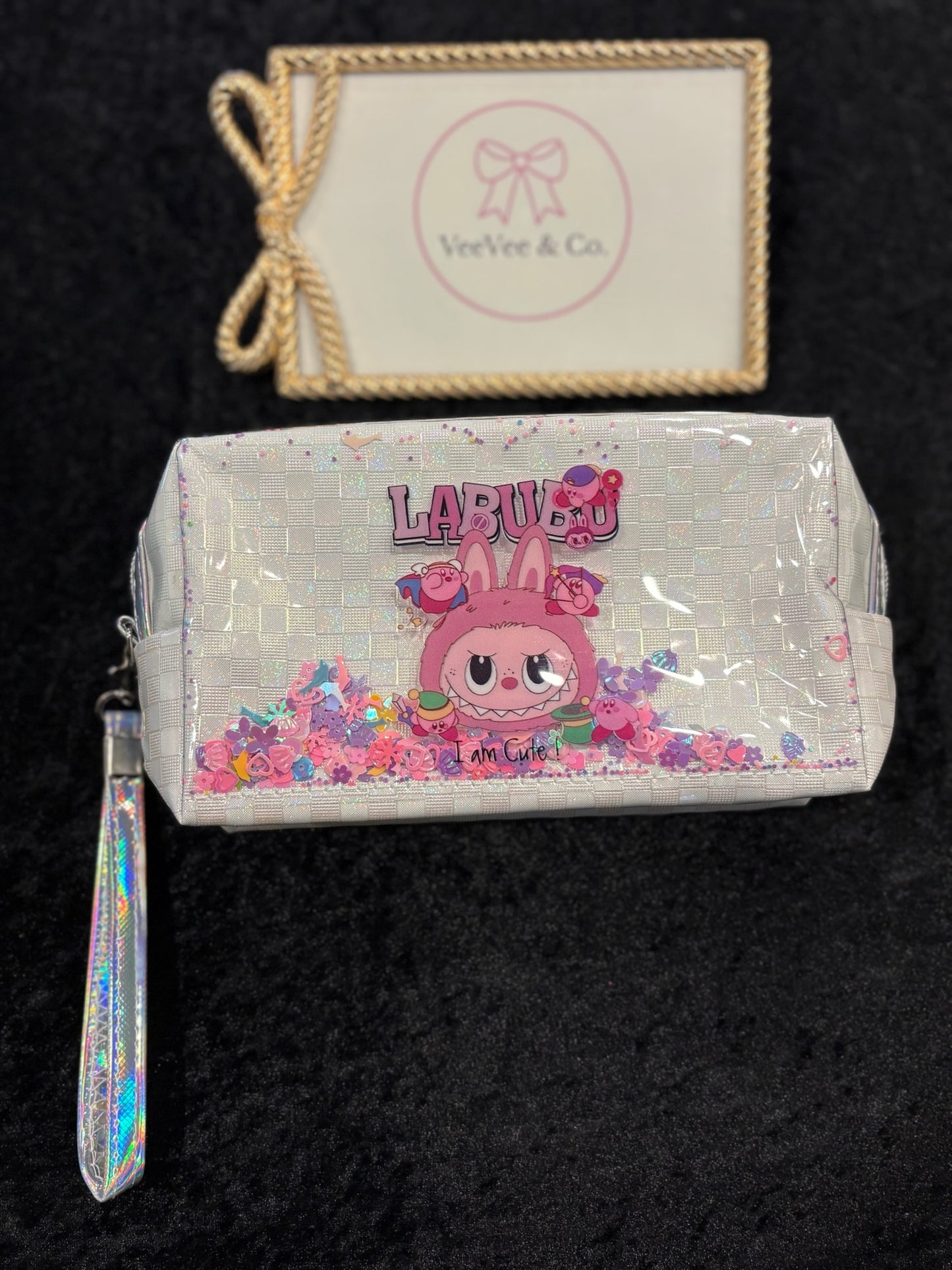 Iridescent Glitter Monster Wristlet Pouch – Shimmer Confetti Edition
