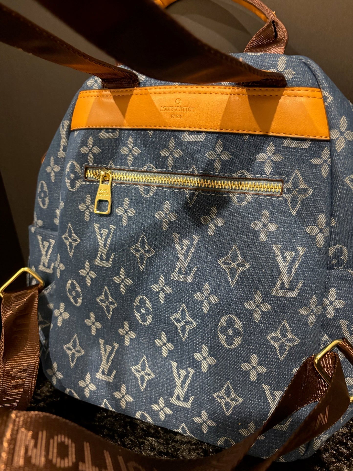 💙✨ Denim Darling Backpack | Monogram + Double Zip Storage