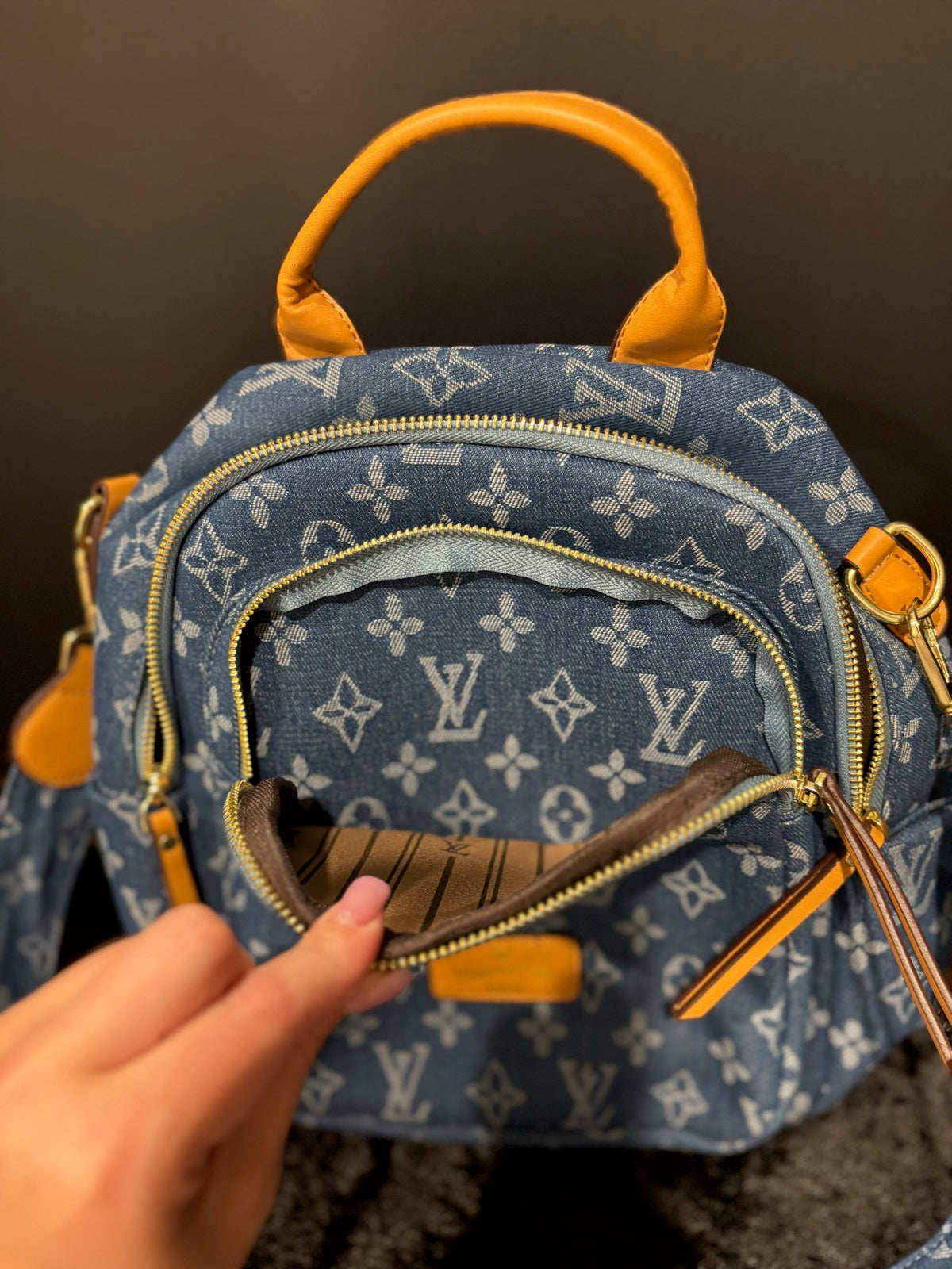 💙✨ Denim Darling Backpack | Monogram + Double Zip Storage