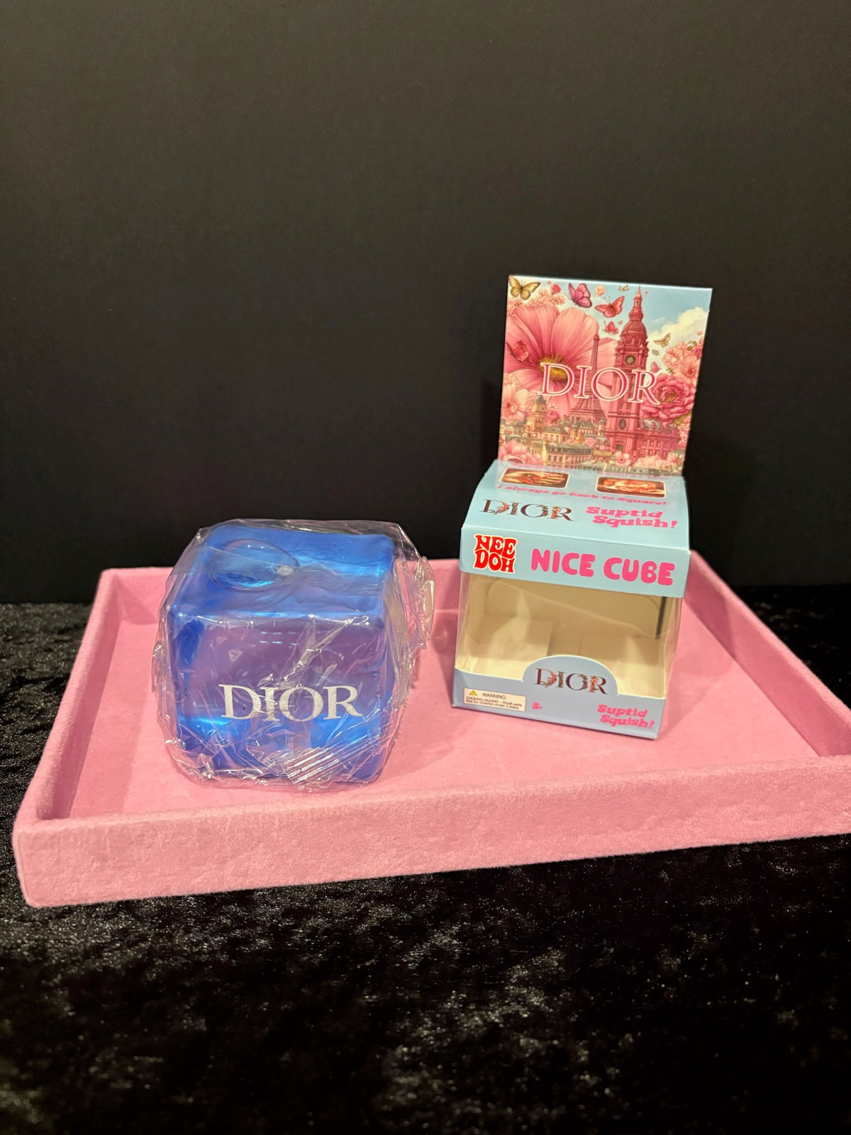 💙✨ Blue Luxe Squish | Square Monogram NeeDoh + Gift Box