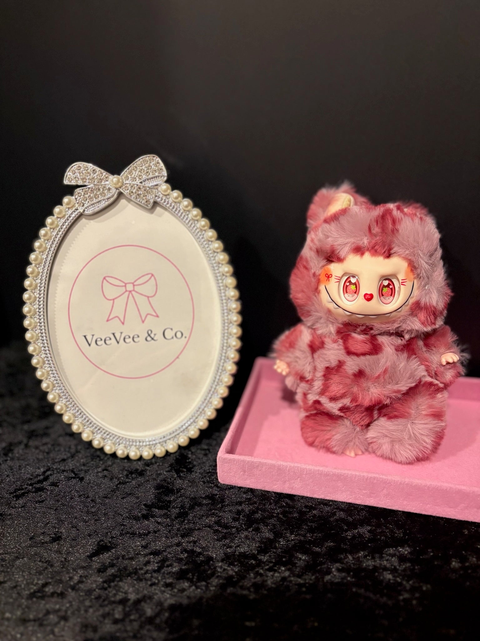 🎀🩷 Pink Cheetah Berry Babe | Bow-Eyed Bag Charm Plushy 🍓✨
