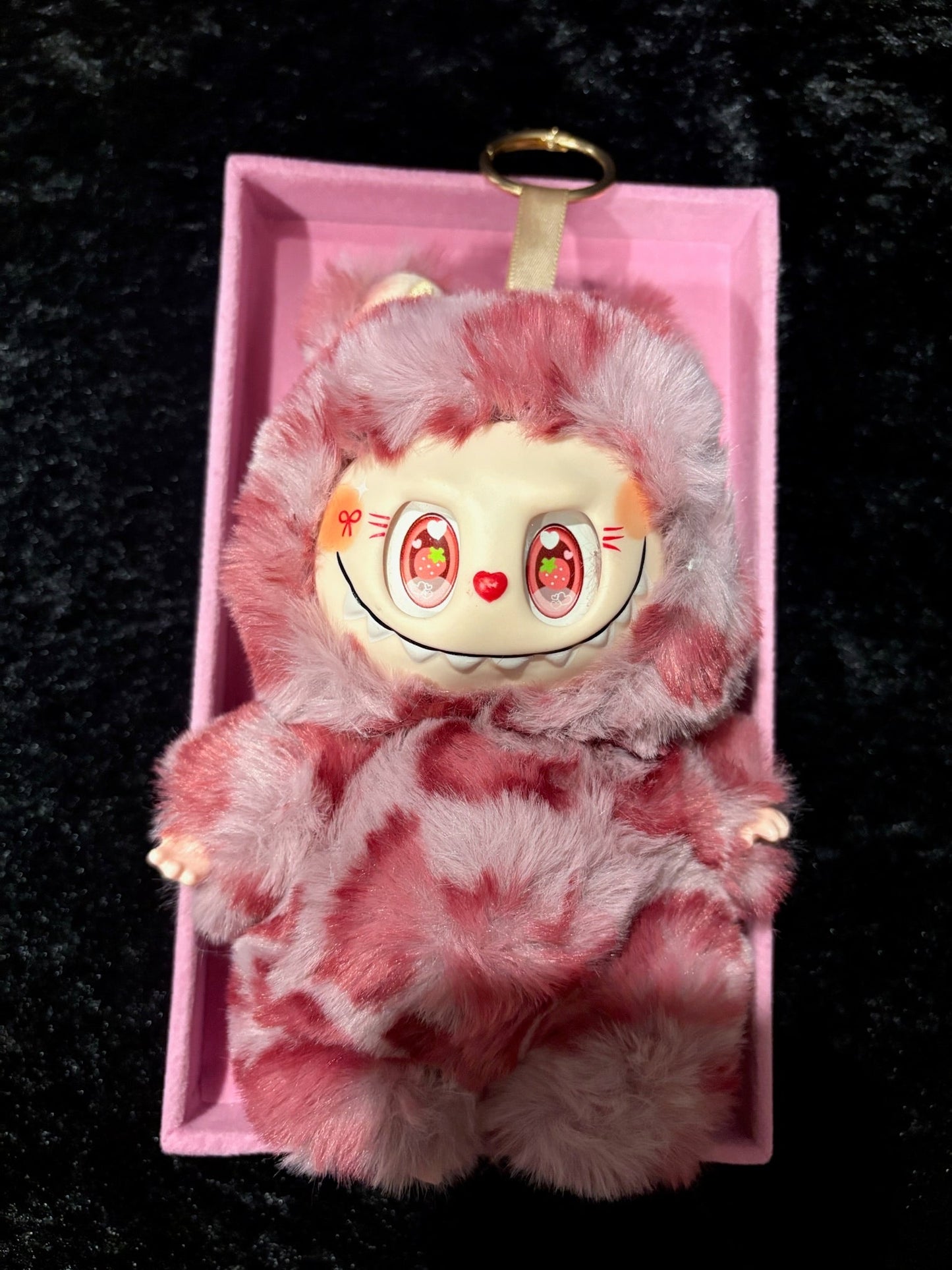 🎀🩷 Pink Cheetah Berry Babe | Bow-Eyed Bag Charm Plushy 🍓✨