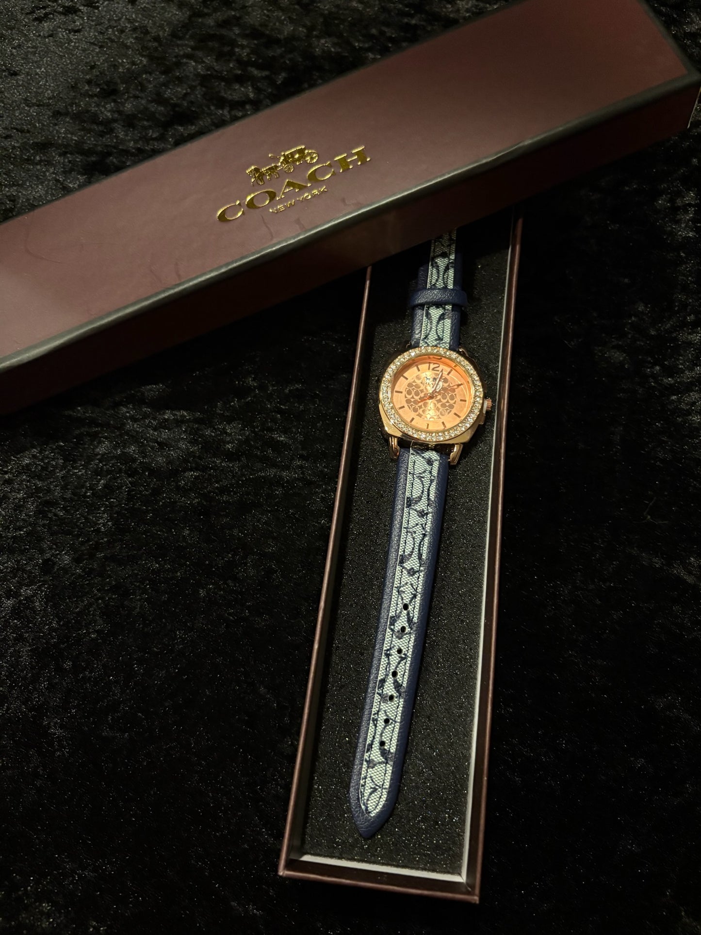💙✨ Navy Rose Gold Watch | Blue Monogram + Luxe Box