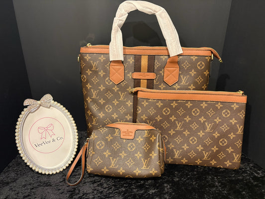 🤎✨ The Monogram Trio | Tote + Matching Zip Pouches