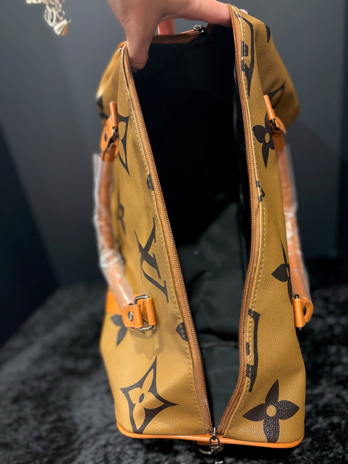 🤎🖤 Caramel Carryall Duffle | Monogram + Guitar Strap