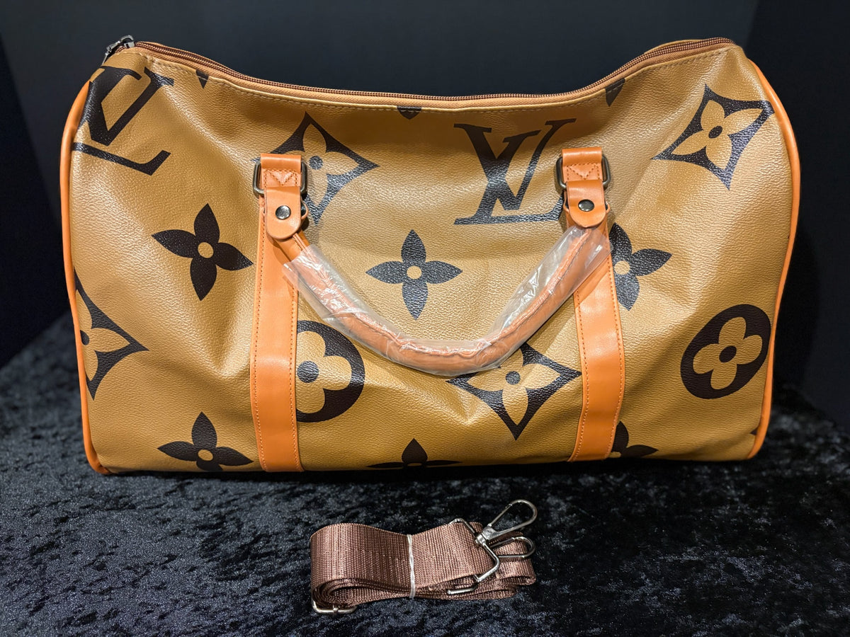 🤎🖤 Caramel Carryall Duffle | Monogram + Guitar Strap