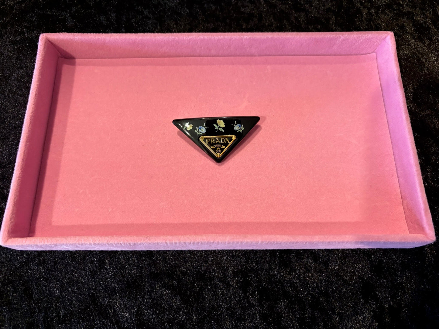 🌼🖤 Floral Triangle Barrette | Blue + Yellow + Gold Glam