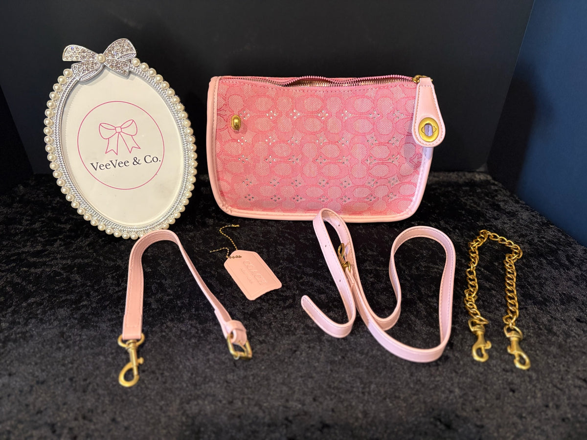 🩷✨ Pink Rhinestone Dream Bag | Sparkle + Multi-Strap Glam
