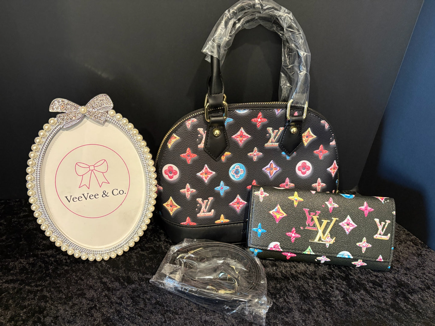 🍩🖤 Sweet Treat Set | Colorful Donut Bag + Matching Wallet