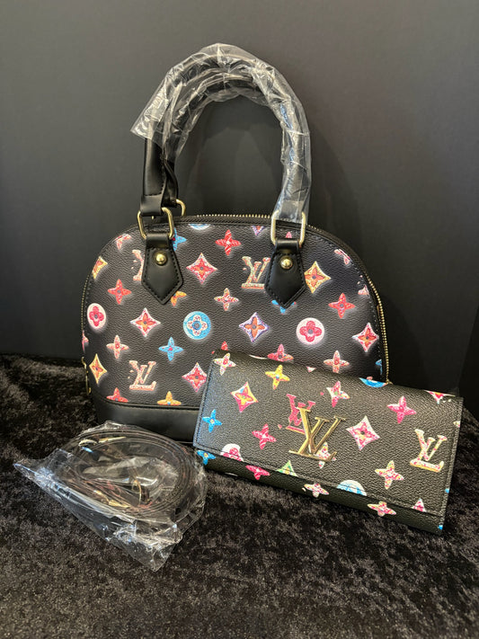 🍩🖤 Sweet Treat Set | Colorful Donut Bag + Matching Wallet