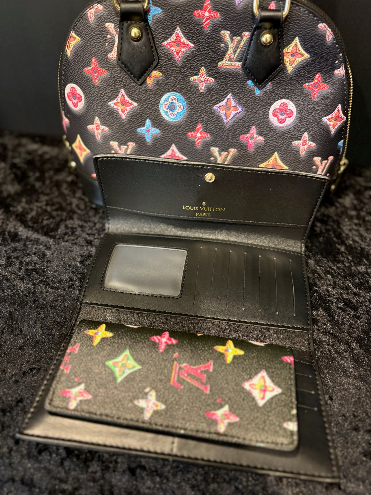 🍩🖤 Sweet Treat Set | Colorful Donut Bag + Matching Wallet