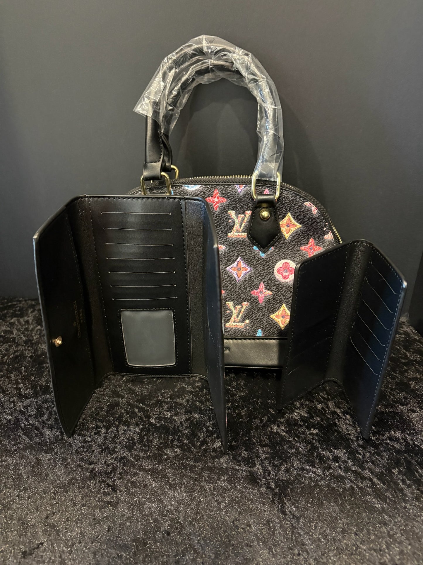 🍩🖤 Sweet Treat Set | Colorful Donut Bag + Matching Wallet