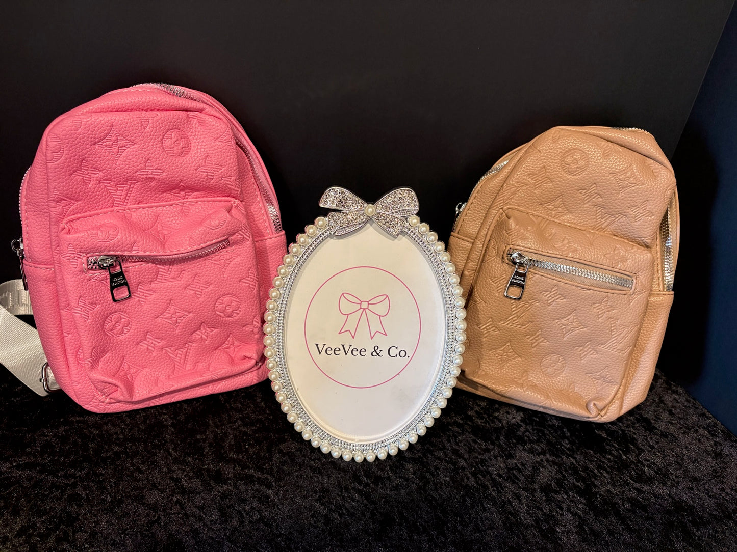 🎀✨ Sling & Slay Bags | Tan + Pink Double-Zip Crossbody