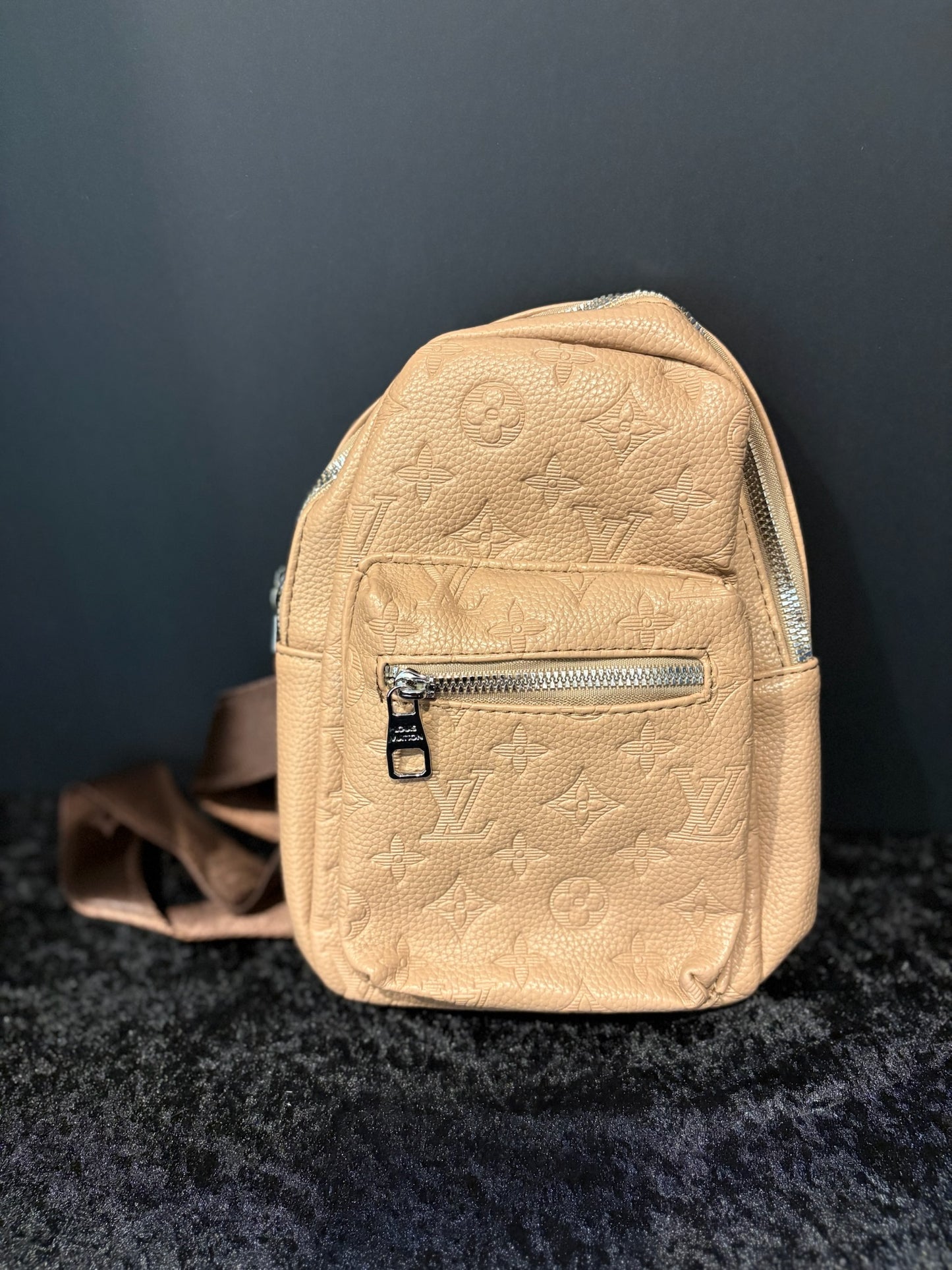 🎀✨ Sling & Slay Bags | Tan + Pink Double-Zip Crossbody